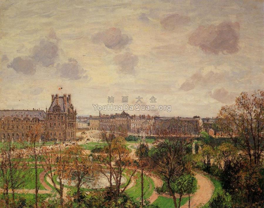 Garden of the Louvre, Morning, Grey Weather - 卡米耶·毕沙罗